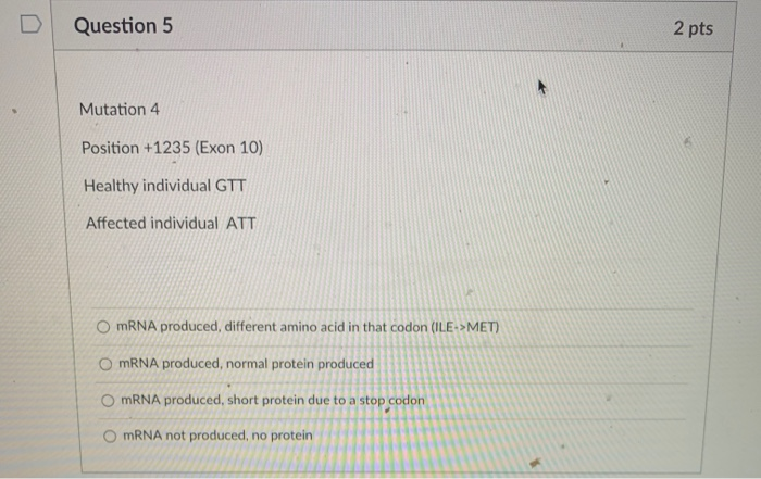 Solved > Question 4 2 pts Mutation 3: Position + 1535 | Chegg.com