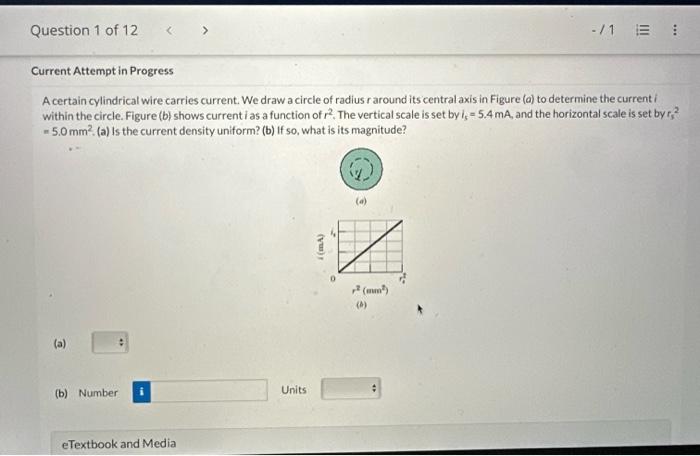 Solved A certain cylindrical wire carries current. We draw a | Chegg.com