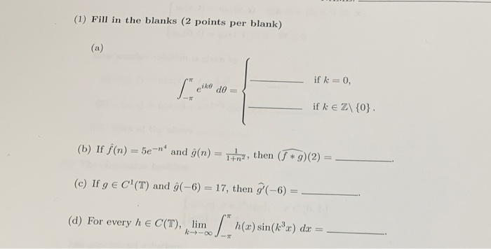 Solved 1 Fill In The Blanks 2 Points Per Blank If K 0 Chegg Com