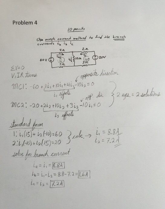 Solved Problem 4 10 Points Uso Mesh Corrent Method To Fin Chegg Com