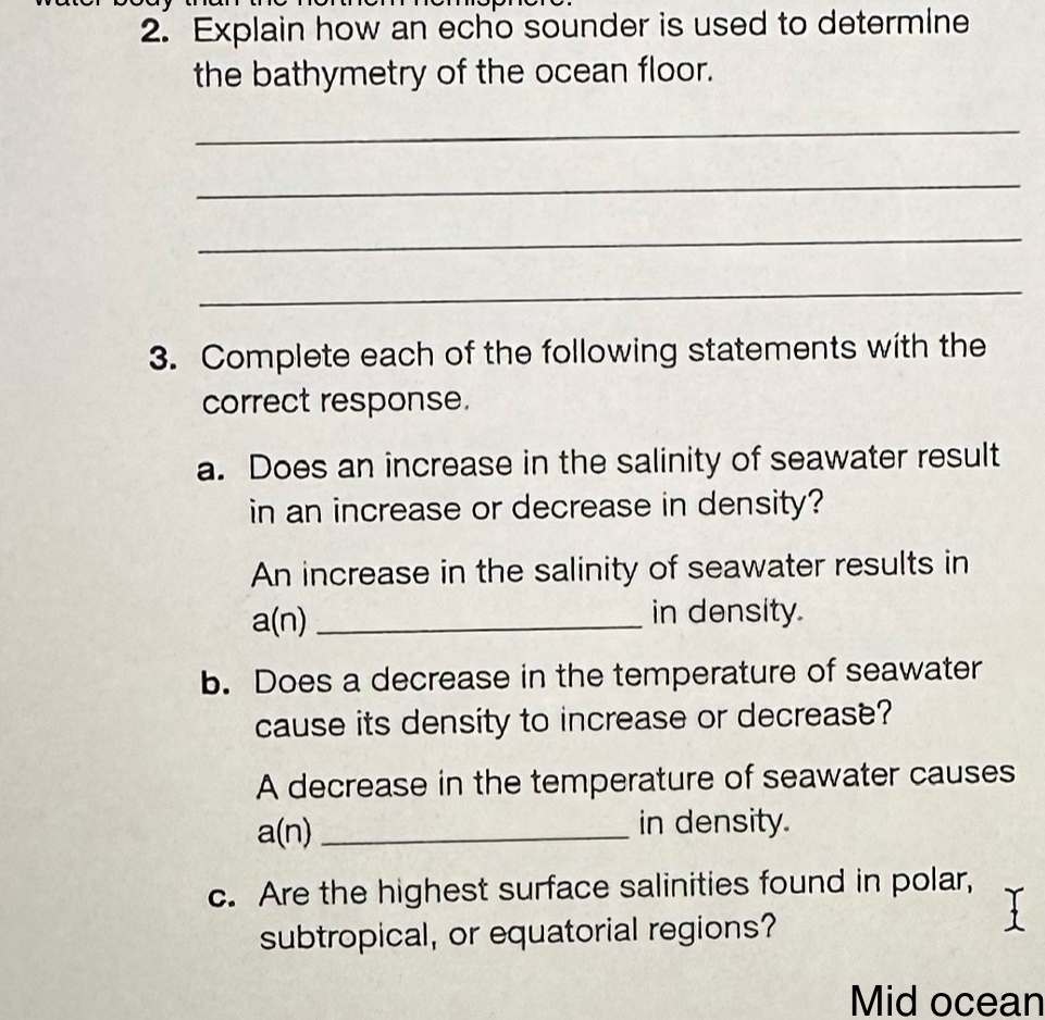 Explain how an echo sounder is used to determine the