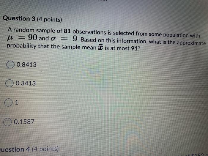 Solved Question 1 (4 points) In a random sample of 120 | Chegg.com