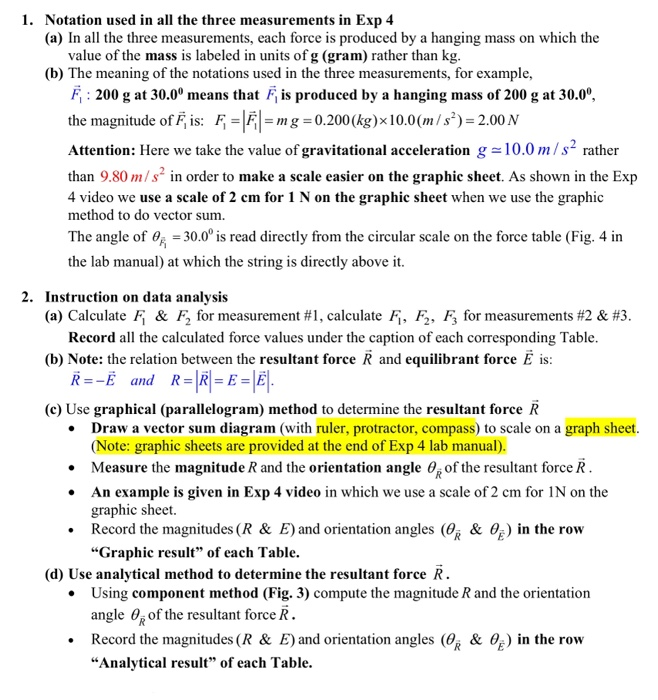 Solved 1. Notation used in all the three measurements in Exp