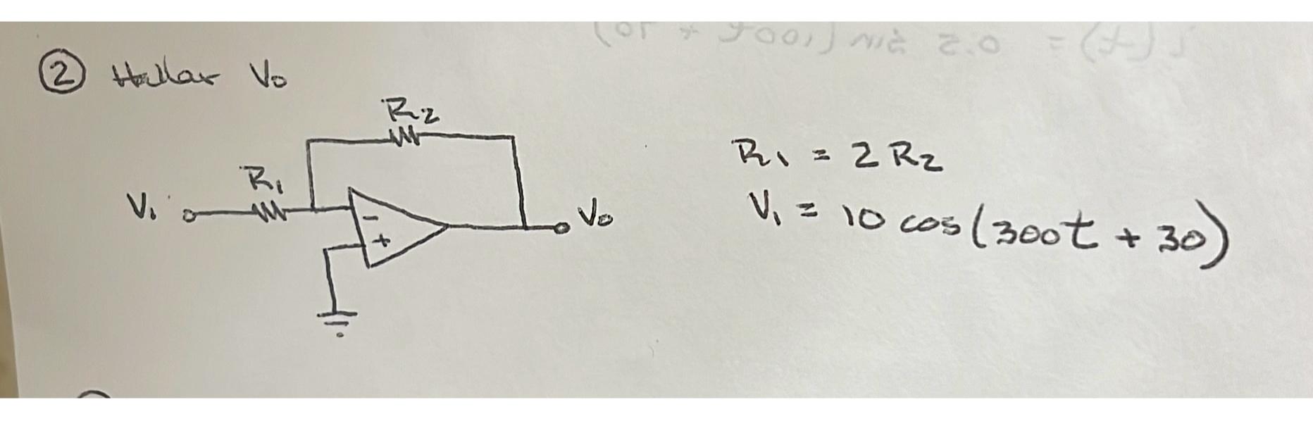 Solved (2) ﻿Hular VoR1=2R2V1=10cos(300t+30) | Chegg.com