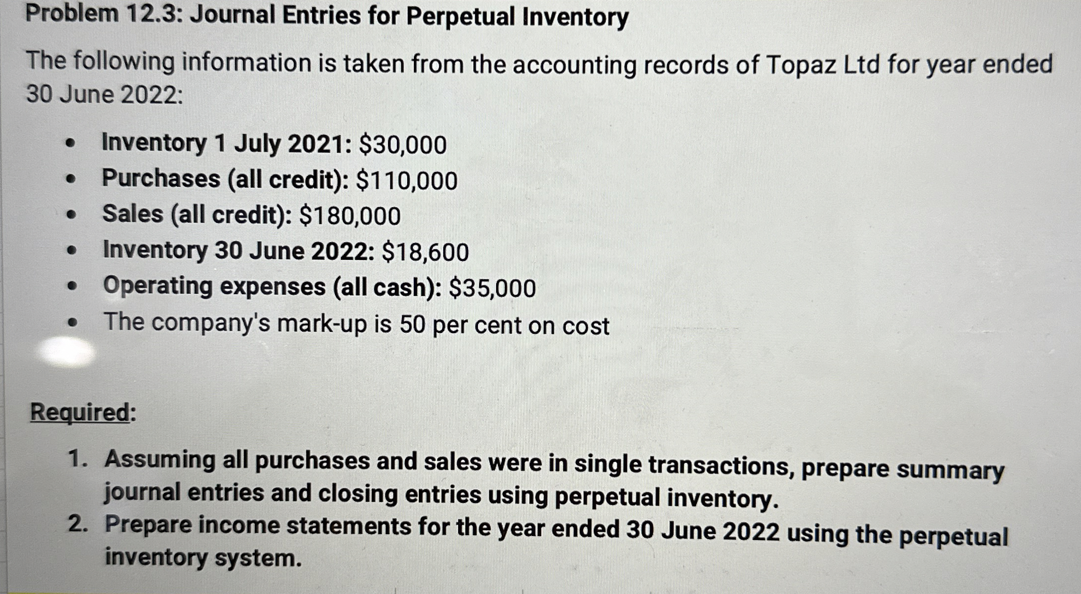 Solved Problem 12.3 Journal Entries for Perpetual