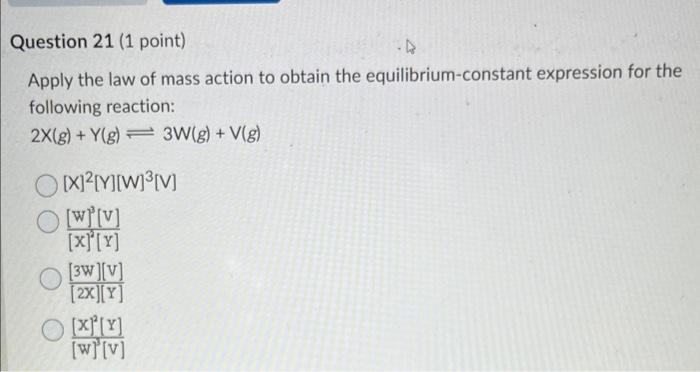 mass action expression for equilibrium constant