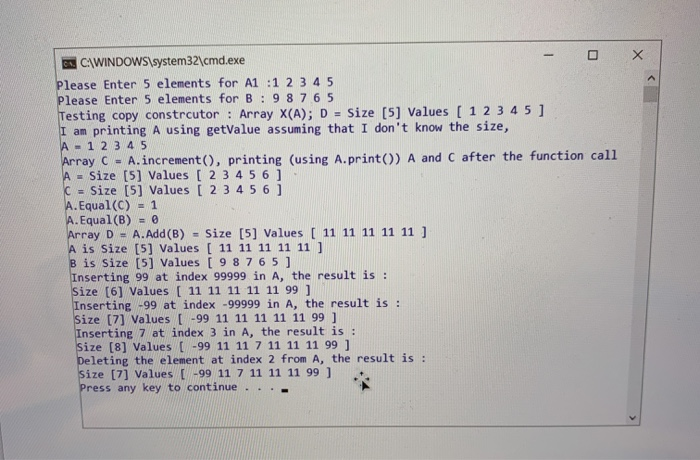 Solved Exercise 1: Implement the Array class that is defined | Chegg.com