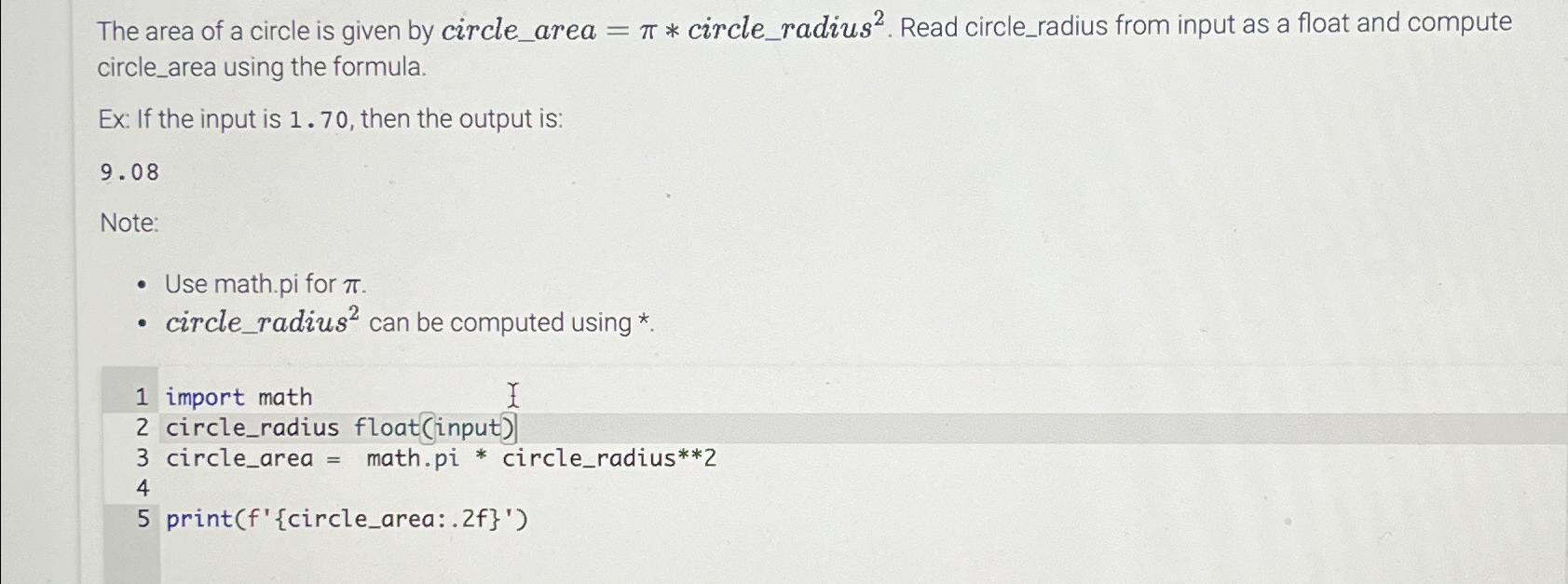 what is the radius of a circle with an area of 49π