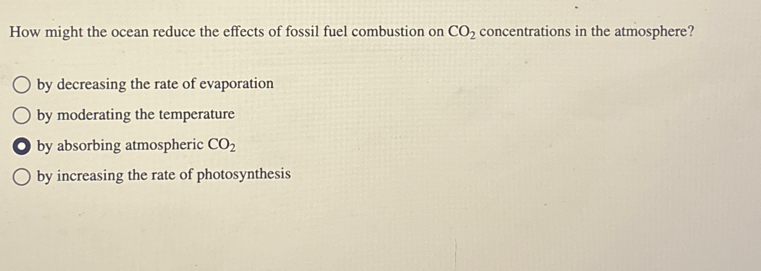 Solved How might the ocean reduce the effects of fossil fuel | Chegg.com