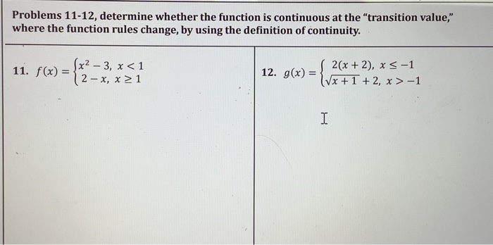 Solved Problems 11-12, determine whether the function is | Chegg.com