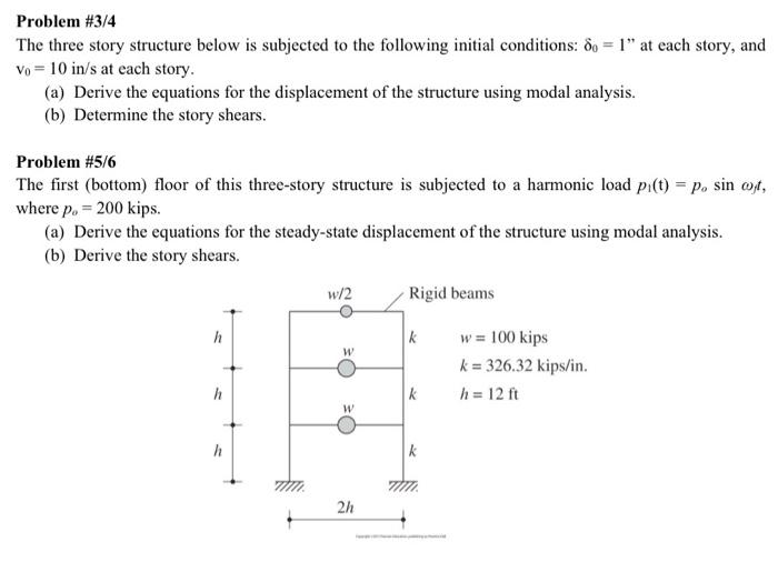 Solved Problem #3/4 The three story structure below is | Chegg.com
