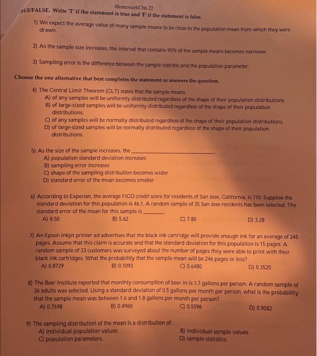 homework 209 t8 read and write true or false