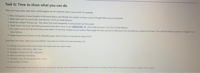 Solved Task G: Time to show what you can do There are many | Chegg.com