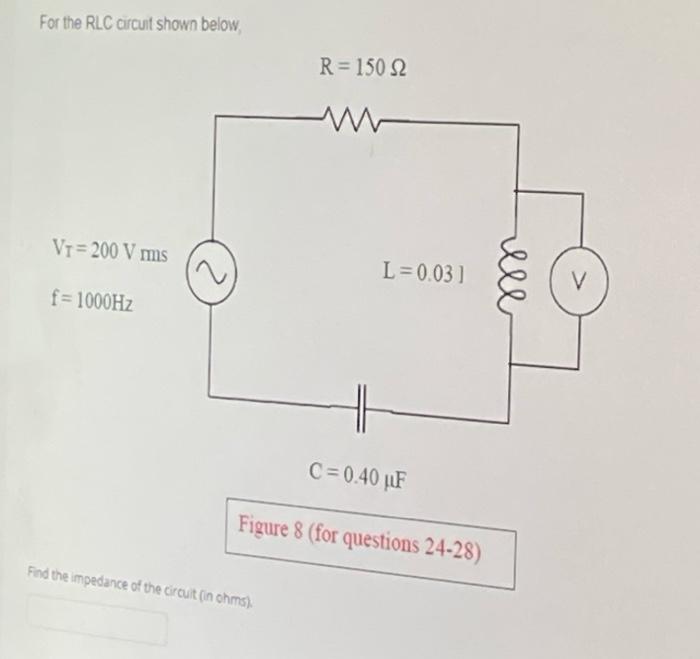 Solved For the RLC circuit shown below R = 150 12 V1= 200 V | Chegg.com