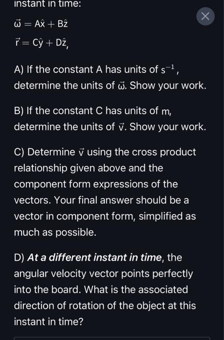 Solved 4 54 Angular velocity symbol ec omega is a Chegg