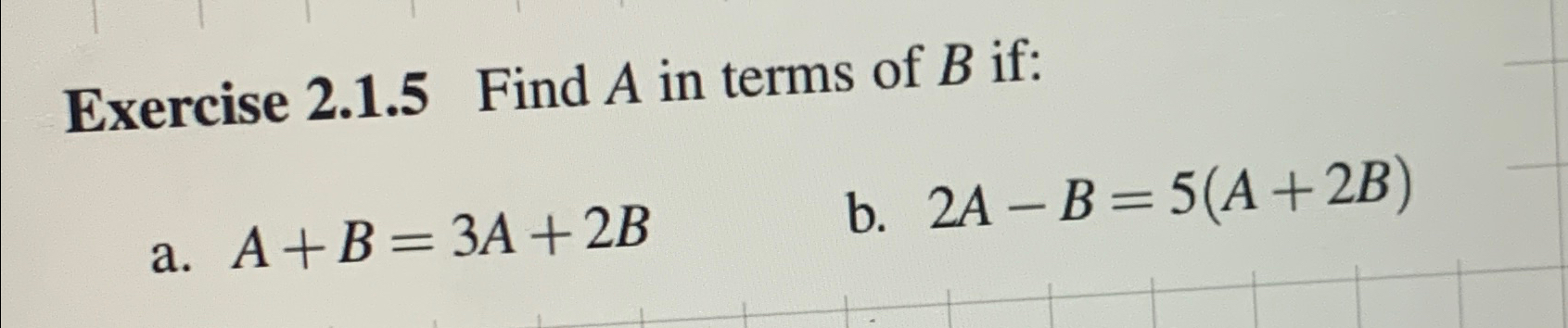 Solved Exercise 2.1.5 ﻿Find A ﻿in terms of B | Chegg.com