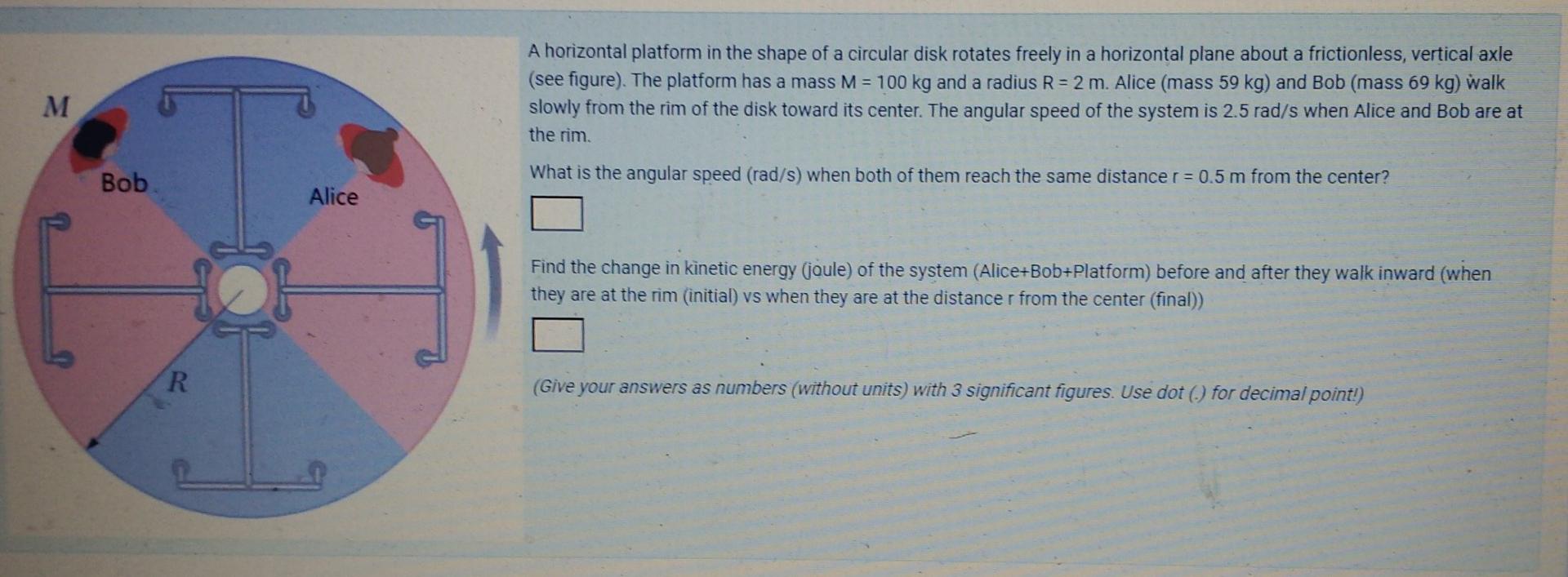 Solved A Horizontal Platform In The Shape Of A Circular Disk