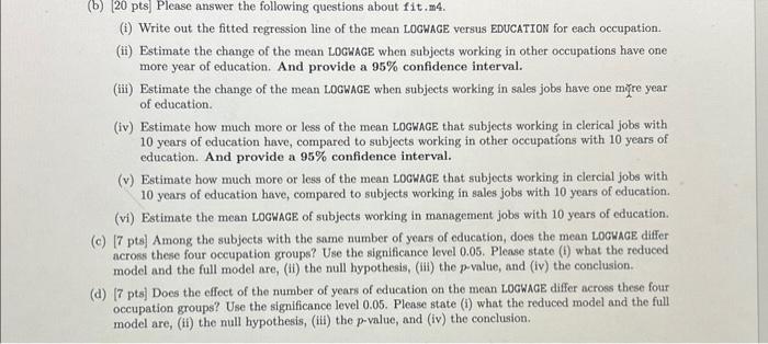 Solved (b) [20pts] Please Answer The Following Questions | Chegg.com