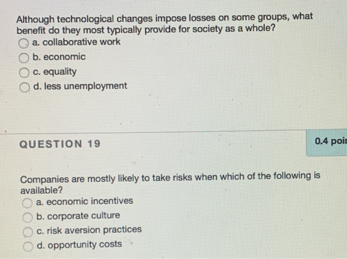 Solved Although technological changes impose losses on some | Chegg.com