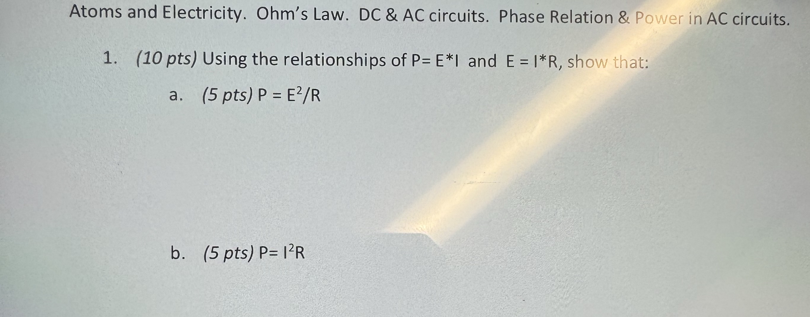 Solved Atoms and Electricity. Ohm's Law. DC & AC circuits. | Chegg.com