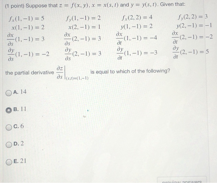 Solved 1 Point Suppose That Z F X Y X X S T And Y Chegg Com