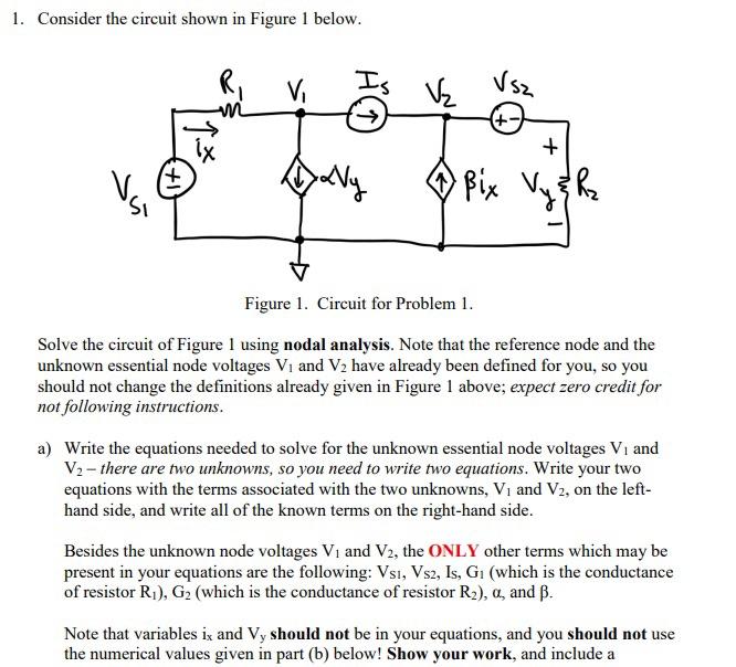 Solved 1. Consider The Circuit Shown In Figure 1 Below. | Chegg.com