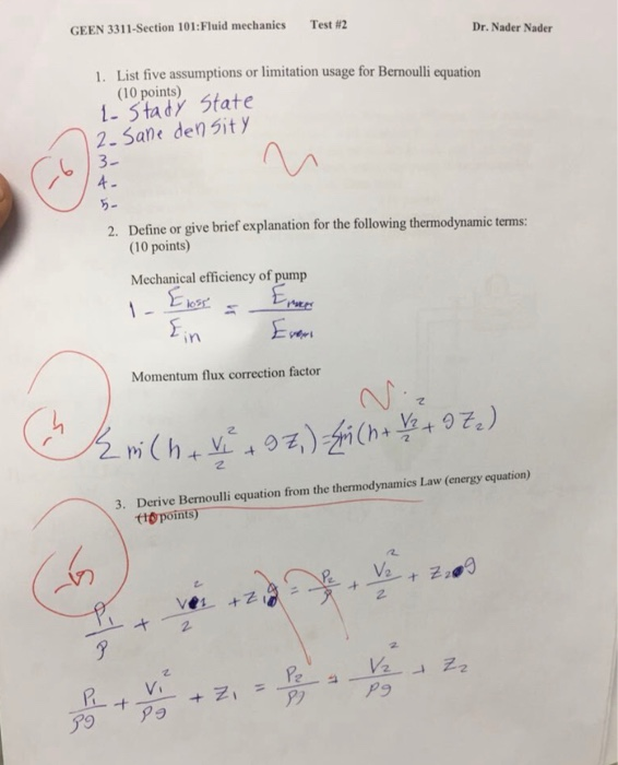 Solved GEEN 3311Section 101 Fluid mechanics Test 2 Dr.