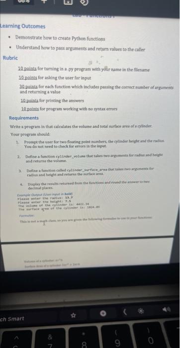 Solved earning Outcomes - Demonstrate how to create Python | Chegg.com