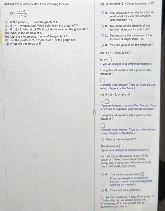 Solved Answer the questions about the following function. | Chegg.com