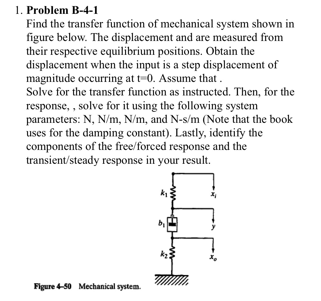 Solved Problem B-4-1Find the transfer function of mechanical | Chegg.com