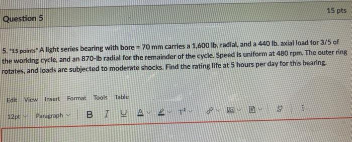 Solved Question 5 15 pts Determine the rated speed of a