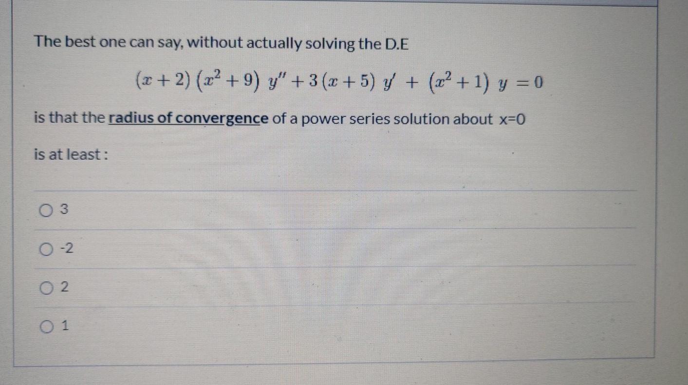 Solved The best one can say, without actually solving the | Chegg.com