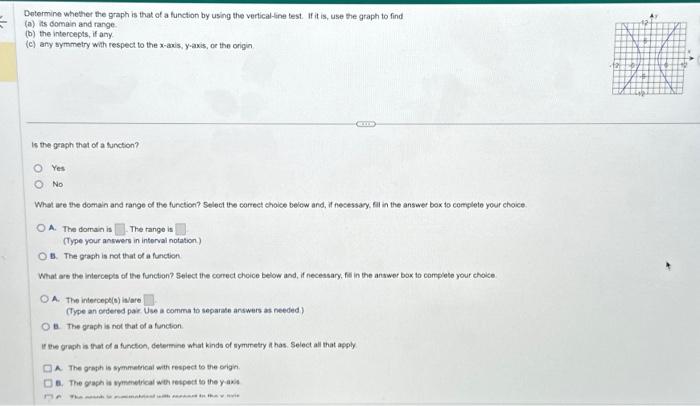 Solved Determine whether the graph is that of a function by | Chegg.com