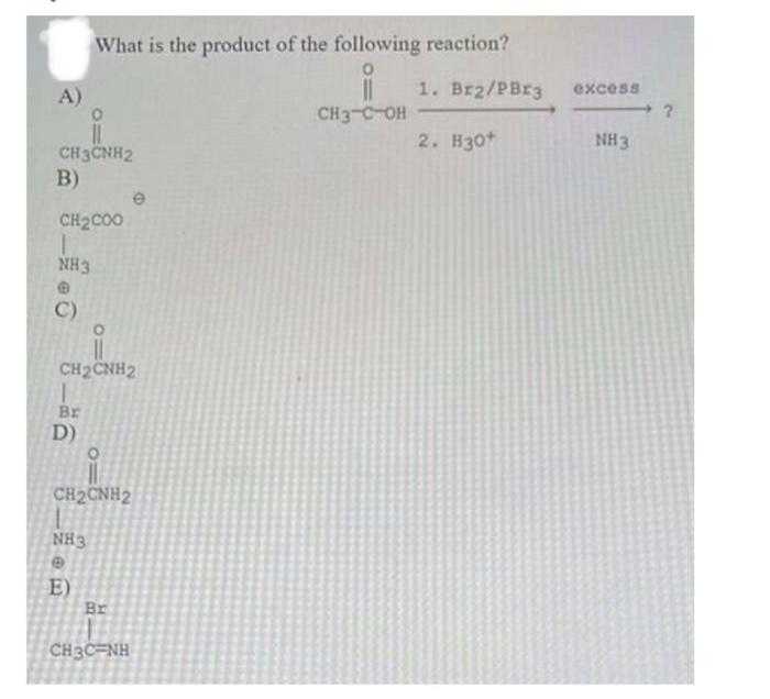 Solved What Is The Product Of The Following Reaction? A) B) | Chegg.com