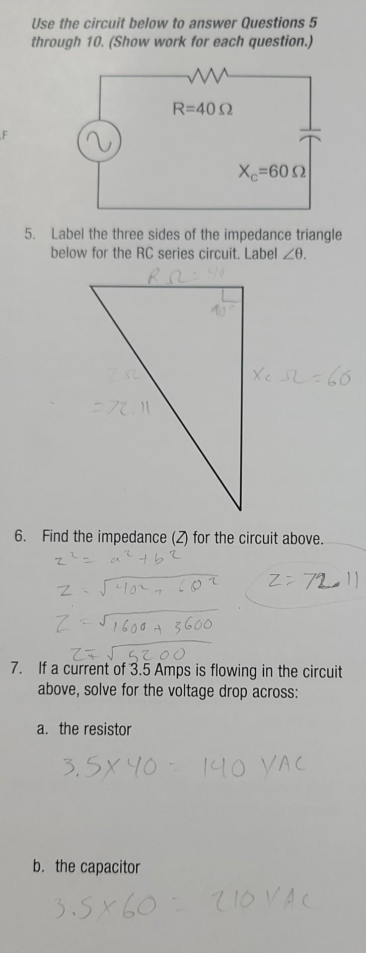 Solved Use The Circuit Below To Answer Questions 5 Through | Chegg.com