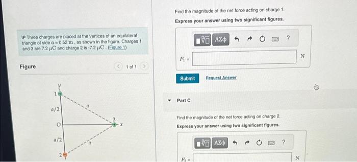 Solved Find the magnitude of the net force acting on charge | Chegg.com