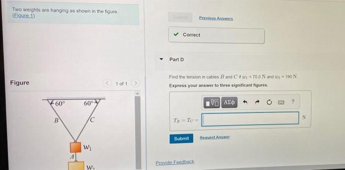 Solved Two Weights Are Hanging As Shown In The Figure. | Chegg.com