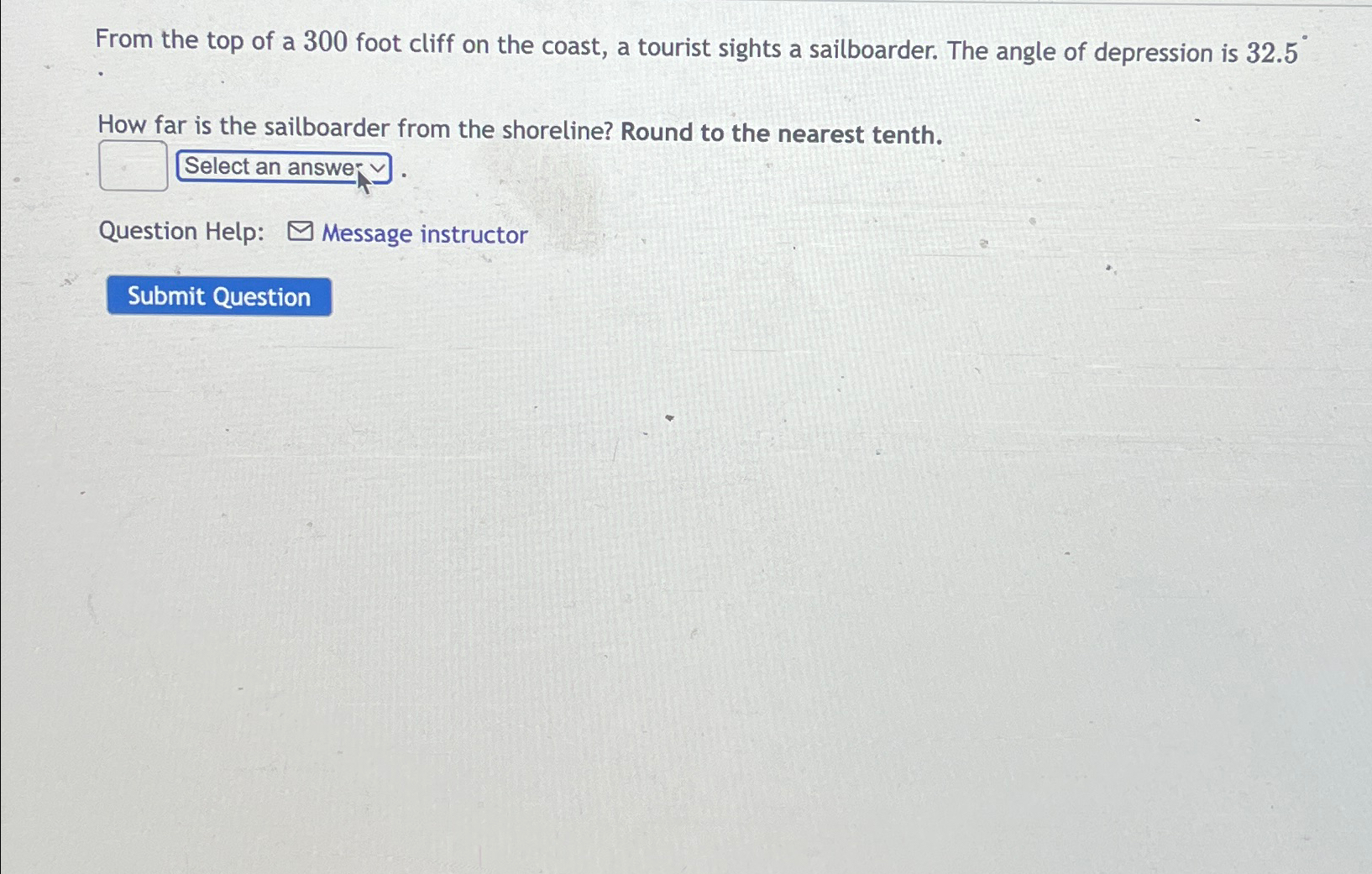 Solved From the top of a 300 ﻿foot cliff on the coast, a | Chegg.com