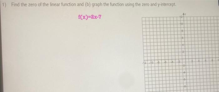 Solved 1) Find the zero of the linear function and (b) graph | Chegg.com