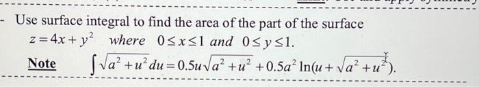 Solved Use surface integral to find the area of the part of | Chegg.com