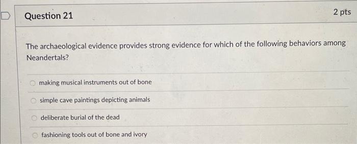 Solved Question 21 2 Pts The Archaeological Evidence | Chegg.com