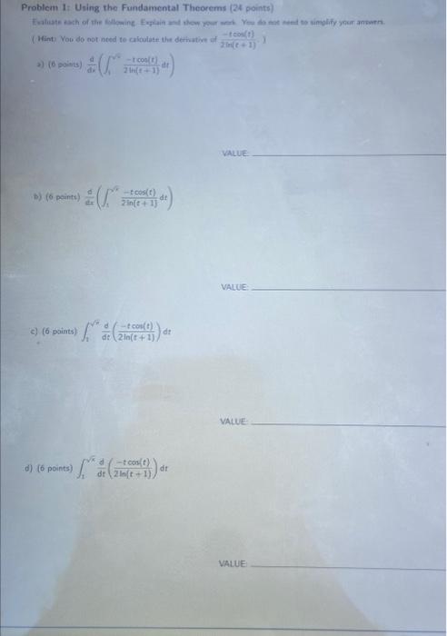 Problem 1: Using The Fundamental Theorems (24 Points) | Chegg.com