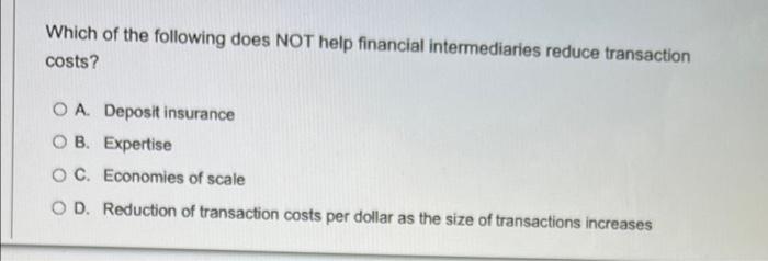 Solved Which of the following does NOT help financial | Chegg.com