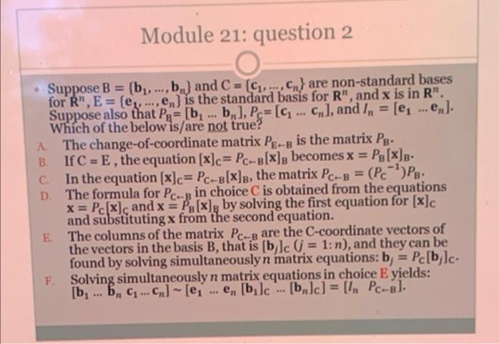 Solved Module 21: Question 2 • Suppose B = (b₁,..., B) And | Chegg.com