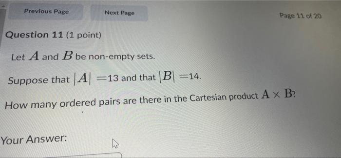 Solved Question 11 (1 Point) Let A And B Be Non-empty Sets. | Chegg.com