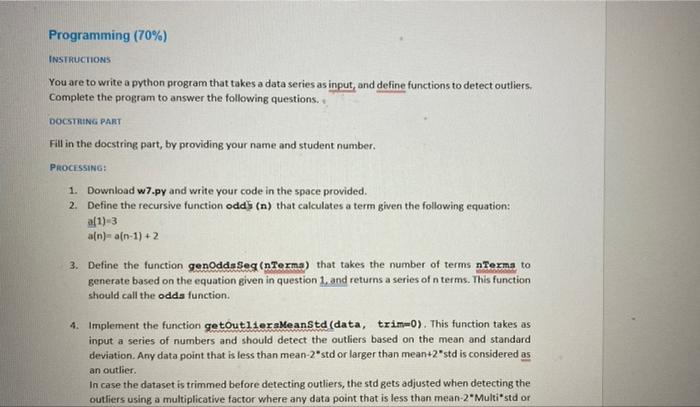 Solved Programming (70%) INSTRUCTIONS a You are to write a | Chegg.com