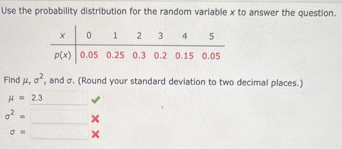 Solved Use the probability distribution for the random | Chegg.com