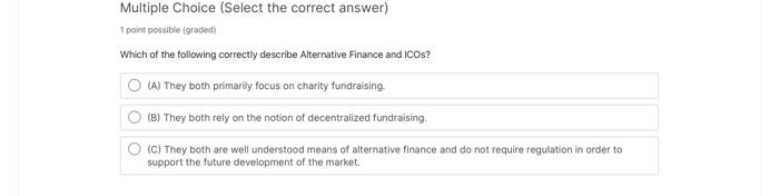 Solved Multiple Choice (Select the correct answer) 1 point | Chegg.com