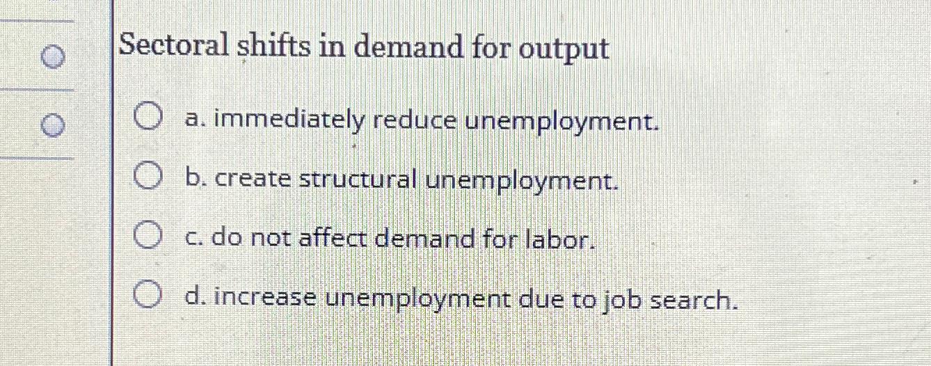 Solved Sectoral shifts in demand for outputa. ﻿immediately
