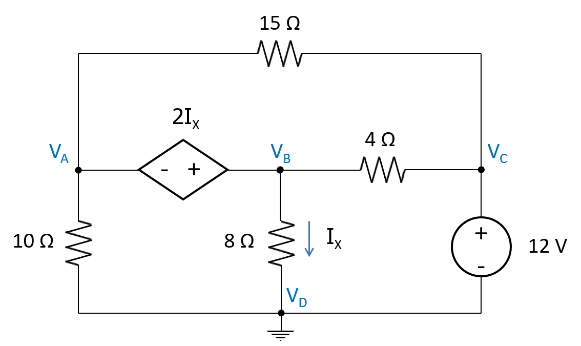 Solved Find all node voltages and power in watts supplied by | Chegg.com